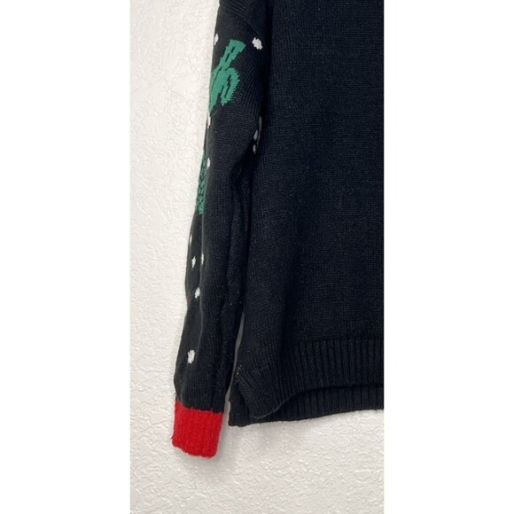 Christmas Sweater “Ugly” Llama Sz L (12-14) Black Sequins Cactus Stretchy - Picture 7 of 10